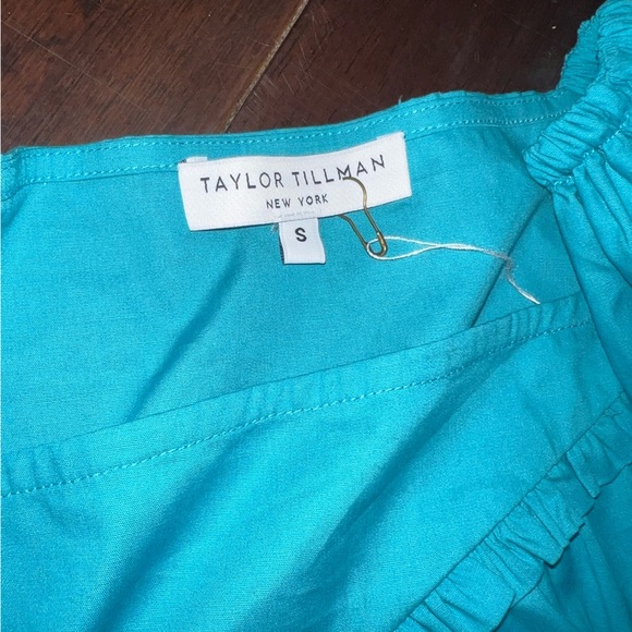 Taylor Tillman Blue Ruffle Short Sleeve Midi Dress - Picture 3 of 4